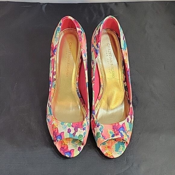 CHRISTIAN SIRIANO MULTI-COLOR PEEP TOE HEEL SANDAL - Picture 3 of 13